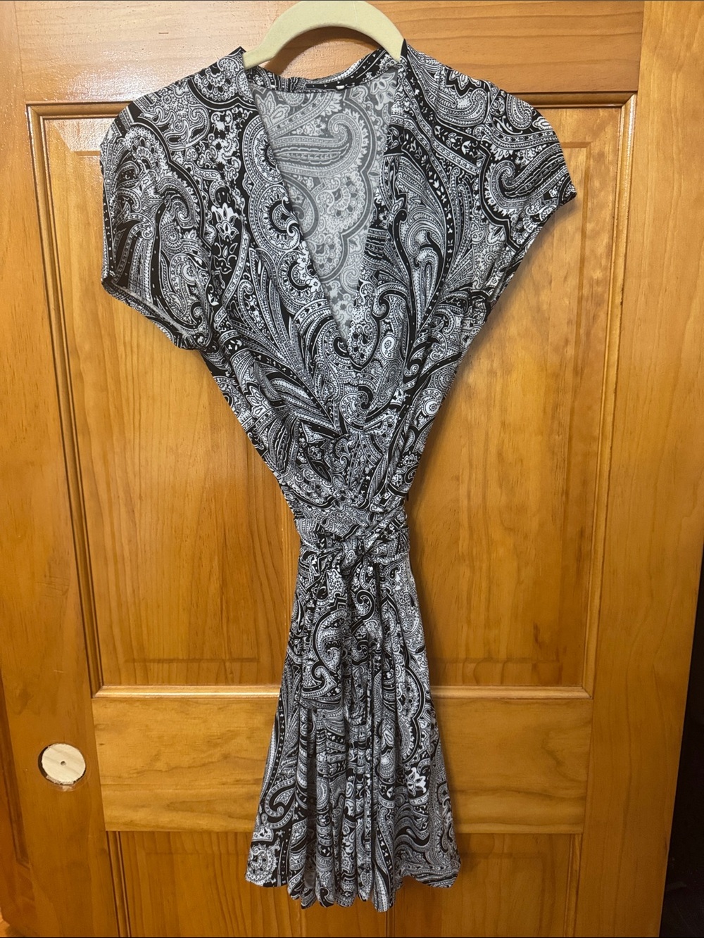 Michael Kors Black and White Paisley Wrap Dress